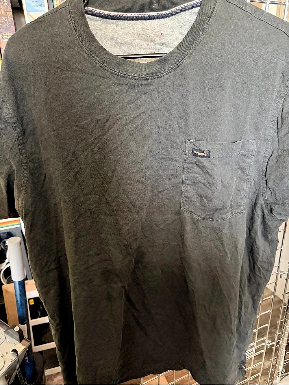 Wrangler Pocket T-Shirt Men's Black Cotton Tee Size XL